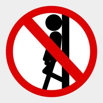 Simple vector prohibition sign, Do Not Lean at wall or Door at gray backgroun Stock Illustration