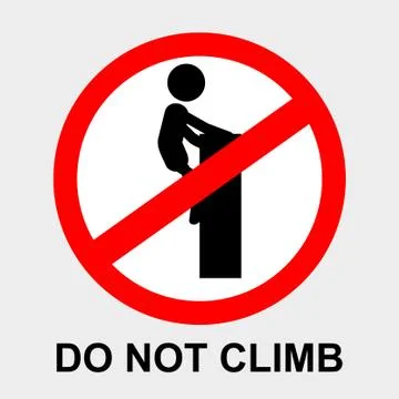 Simple vector prohibition sign, do not climb the wall, at gray background Stock Illustration