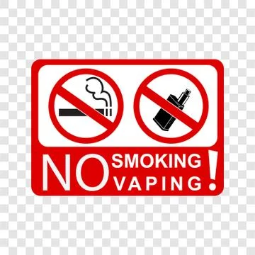 Simple vector prohibition sign no smoking and vaping, at transparent effect b Stock Illustration