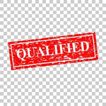 Simple Vector, Qualified, streak red rubber stamp, at transparent effect back Stock Illustration
