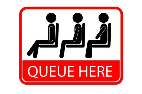 Simple Vector Queue Sign, Isolated on White イラスト素材