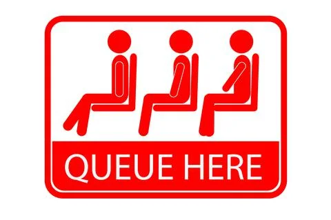 Simple Vector Queue Sign, Isolated on White イラスト素材