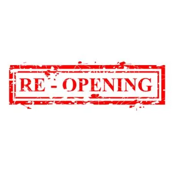 Simple Vector, Re Opening, Scratch Red Rubber Stamp, at white background Stock Illustration