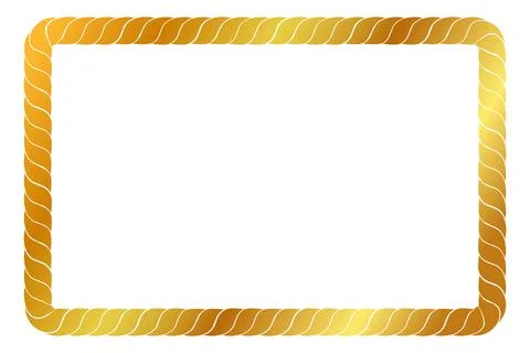 Simple vector rectangle frame from golden rope for element design Stock Illustration