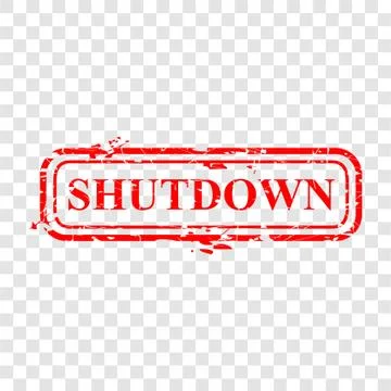 Simple Vector Rectangle Grunge Red Rubber Stamp, Shutdown at transparent effe Stock Illustration