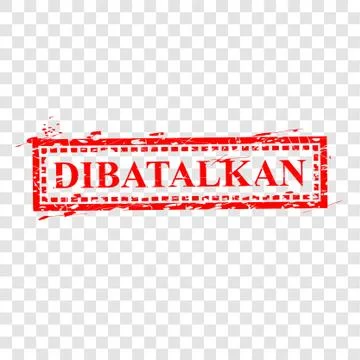 Simple Vector Rectangle Grunge Red Rubber Stamp, Dibatalkan or Cancelled in i Illustrazione stock