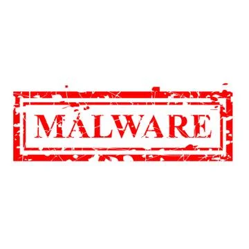 Simple Vector, Rectangle Red Grunge Rubber Stamp, Malware or illegal software Stock Illustration