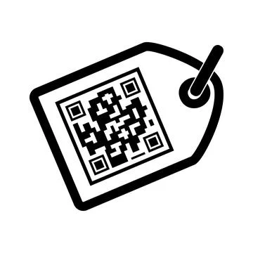 Simple Vector Rectangle Tag with Fake QR code, at white background イラスト素材