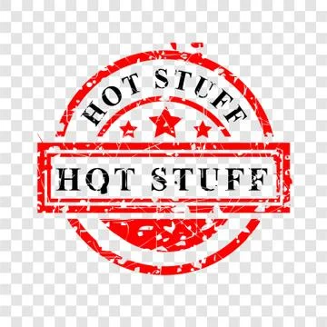 Simple Vector, Red and Black Rubber Stamp, Hot Stuff, at transparent effect b Stock Illustration