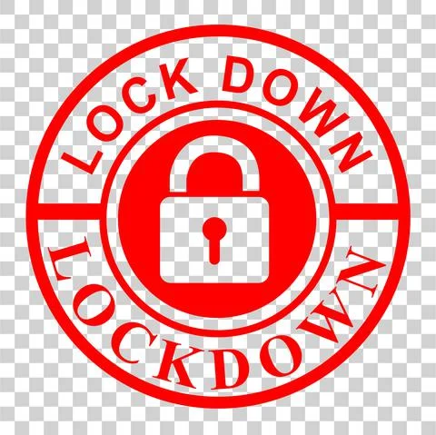 Simple Vector Red Circle Red Rubber Stamp, Lock Down, at transparent effect b Stock Illustration