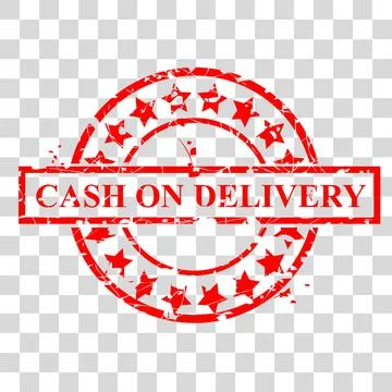 Simple Vector Red Circle Rubber Stamp, Cash on Delivery or COD, at transparen Stock Illustration