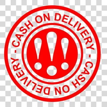 Simple Vector Red Circle Rubber Stamp, Cash on Delivery or COD, at transparen Stock Illustration