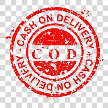 Simple Vector Red Circle Rubber Stamp, Cash on Delivery or COD, at transparen Stock Illustration