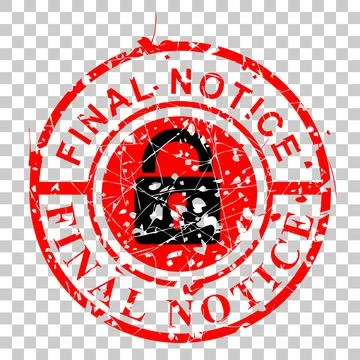 Simple Vector Red Circle Rubber Stamp, Final Notice, at transparent effect ba Stock Illustration