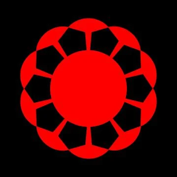 Simple vector red coronavirus icon isolated on black background Illustrazione stock