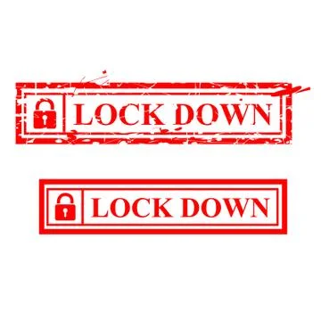 Simple Vector Red Grunge Rubber Stamp, Lock Down, Isolated on White Stock Illustration