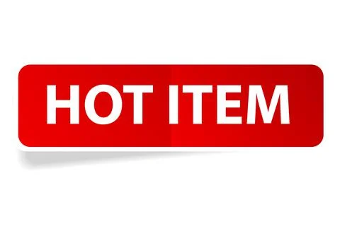 Simple Vector Red Label, Hot Item, with soft shadow Illustrazione stock