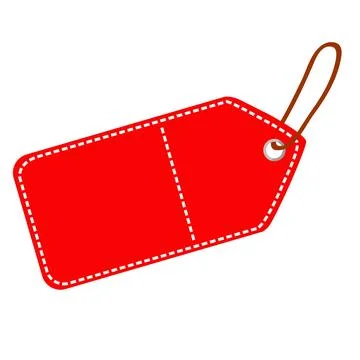 Simple vector red rectangle blank tag, White dash outline Stock Illustration