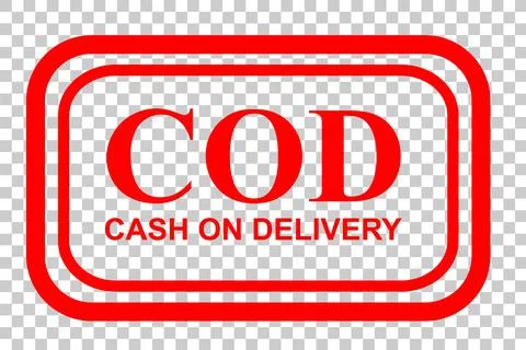 Simple Vector Red Rectangle Rubber Stamp, Cash on Delivery or COD, at transpa Stock Illustration