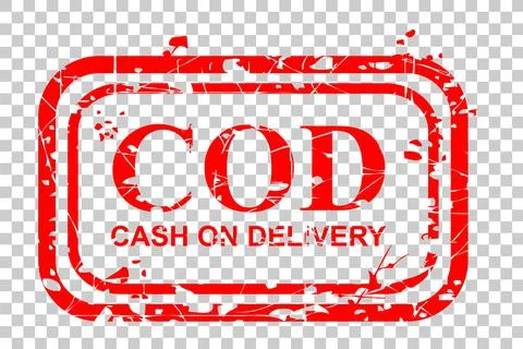 Simple Vector Red Rectangle Rubber Stamp, Cash on Delivery or COD, at transpa Stock Illustration