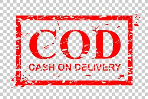 Simple Vector Red Rectangle Rubber Stamp, Cash on Delivery or COD, at transpa Stock Illustration