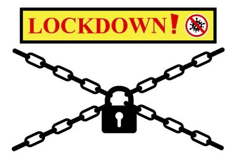 Simple Vector Red Sign, Lock Down, at transparent effect background Stock Illustration