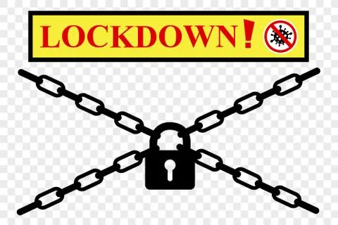 Simple Vector Red Sign, Lock Down, at transparent effect background Stock Illustration