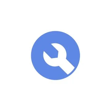 Simple vector round flat art icon of wrench  Stock Illustration