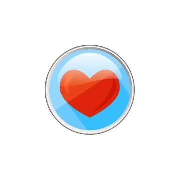 Simple vector round glass icon of red heart Stock Illustration