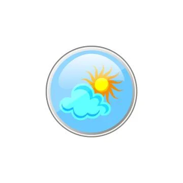Simple vector round glass icon of sun behind a cloud Stock Illustration
