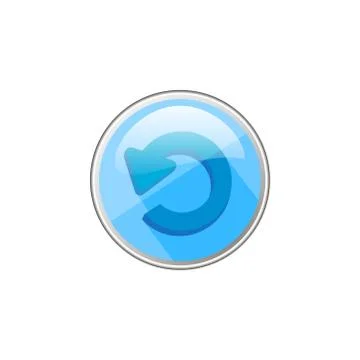 Simple vector round glass icon of blue rounded arrow	 Illustrazione stock
