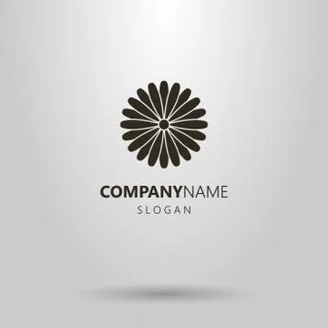 Simple vector round logo of a multi-leaf flower Stock Illustration