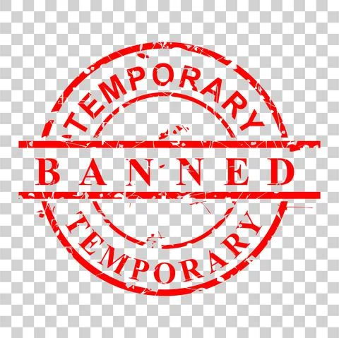 Simple Vector Rust and Dirty Red Rubber Stamp, Temporary Banned, at transpare Stock Illustration
