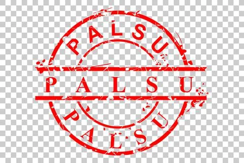 Simple Vector Rust and Dirty Red Circle Rubber Stamp, Palsu or fake in indone Stock Illustration