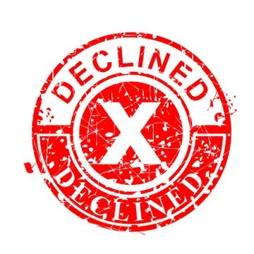 Simple Vector, Scratch Circle Red Rubber Stamp, Declined, Isolated on White Stock Illustration