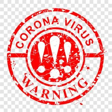 Simple Vector, Scratch Circle Red Rubber Stamp, Warning, Corona Virus at tran Stock Illustration