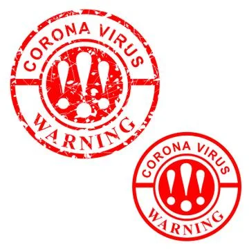 Simple Vector, Scratch Circle Red Rubber Stamp, Warning, Corona Virus Stock Illustration