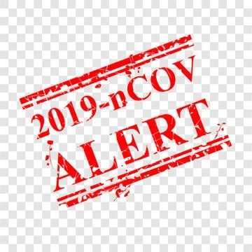 Simple Vector, Scratch Rectangle Red Rubber Stamp, Warning, 2019-nCOV or Coro Stock Illustration