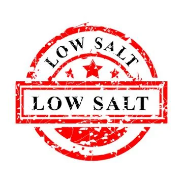 Simple Vector, Scratch Red and Black Rubber Stamp, Low Salt, isolated on whit Stock Illustration