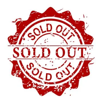 Simple Vector Scratch Red Circle Rubber Stamp, Sold Out, isolated on white Stock Illustration