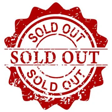 Simple Vector Scratch Red Circle Rubber Stamp, Sold Out, isolated on white Stock Illustration