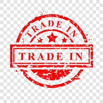 Simple Vector, Scratch Red Rubber Stamp, Trade In, at Transparent Effect Back Stock Illustration