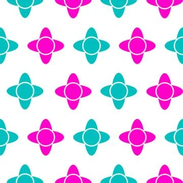 Simple Vector Seamless Blue and Pink Flower Pattern for background, banner wr Stock Illustration