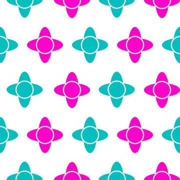 Simple Vector Seamless Blue and Pink Flower Pattern for background, banner wr Stock Illustration