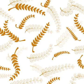 Simple Vector Seamless brown laurel or leaf at branch for background, wrappin イラスト素材