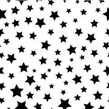 Simple Vector Seamless Pattern black star random position for background, ban Illustrazione stock
