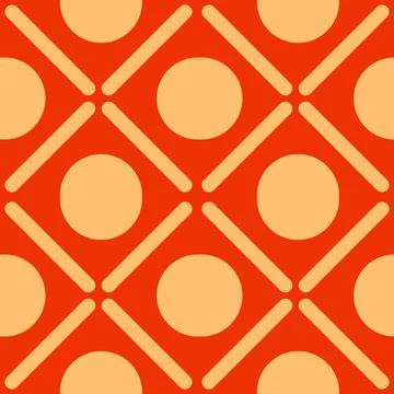 Simple Vector Seamless Pattern Brown Circle and Diagonal Lines for background Illustrazione stock