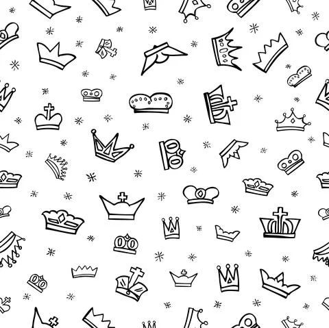 Simple Vector Seamless Pattern Crown and Star for background, banner wrapping Illustrazione stock