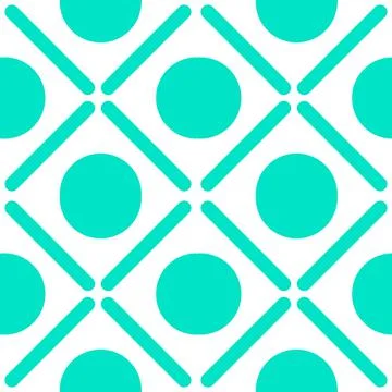 Simple Vector Seamless Pattern Green Circle and Diagonal Lines for background Stock Illustration