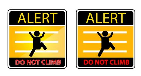 Simple Vector Set 2 Alert Sign, Do Not Climb, Isolated on White Stock Illustration